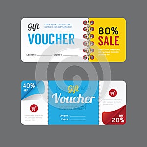 Vector gift voucher coupon template design. paper label frame mo