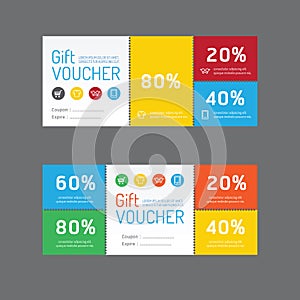 Vector gift voucher coupon template design. paper label frame mo