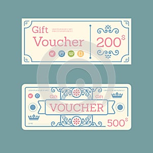 Vector gift voucher coupon template design. paper label frame vi