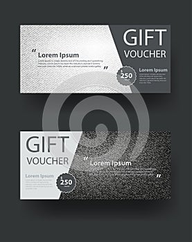 Vector gift voucher template with denim jeans texture background