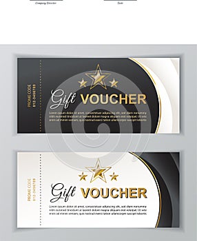 Vector gift voucher template. Universal flyer for business. luxury white black vector design for department stores