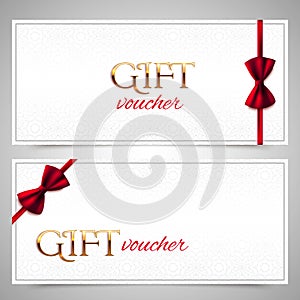 Vector gift vouchers with red bows