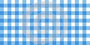 Vector gingham striped checkered blanket tablecloth. Seamless white blue table cloth napkin pattern background with natural textil