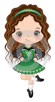 Vector Girl Dancing Irish Dance in Celtic Dress