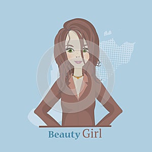 Vector girl of flat style smiling.