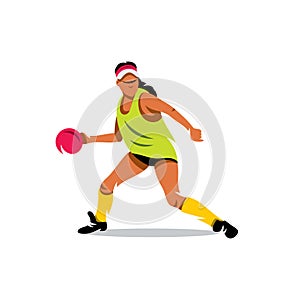 Vector Girl playing dodge ball Cartoon Illustration. photo