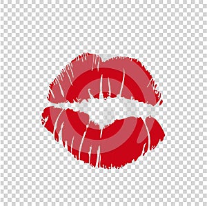 Vector girl red lipstick kissmark print silhouette isolated