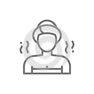 Girl in the sauna, bathhouse line icon.