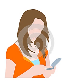 Vector girl with smartphone seamless