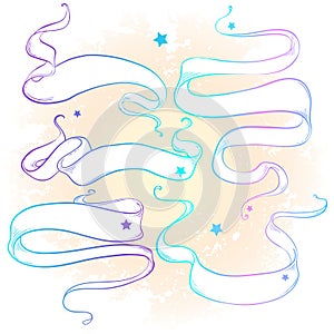 Vector girly ribbon collection. Vanilla illustration in pink and blue pastel colors. Easy to use for your creation