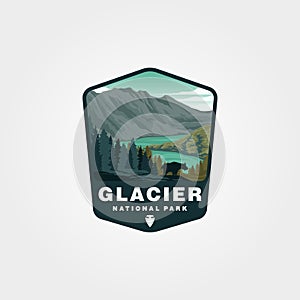 Vector of glacier national park vector patch logo design