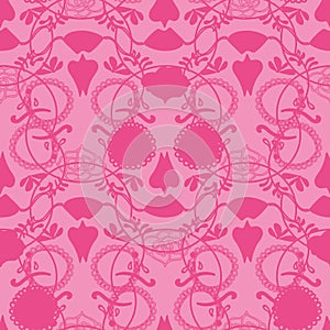 Vector glamourous Halloween with pink skull seamless repeat pattern