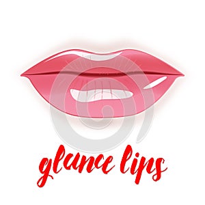 Vector glance lips in pink-coral color