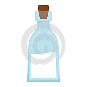 Vector glass bottle with milk isolated on white background. Healthy drink icon. Dairy product illustration. Flat organic farm
