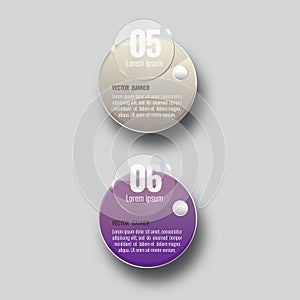 Vector glass infographic banners set on gray background. template, for, presentation, education, web