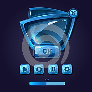 Vector glass panels and buttons for game UI in