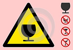 Vector Glass Warning Triangle Sign Icon