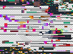 Vector glitch noise texture isolated. Glitched computer screen. Television signal decay