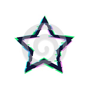 Vector Glitch Star, Distorted Illustration, Technology Star Shape.