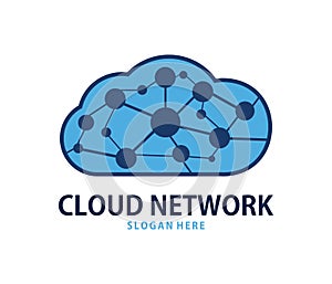 Vector global network cloud online cloud storage logo design