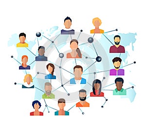 Vector of a global network of interconnected people