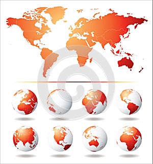 Vector Globe and World Map