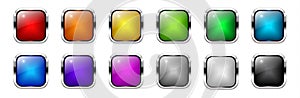 Vector shiny colorful square web buttons set