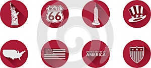A Set of Flat Icons of the USA.