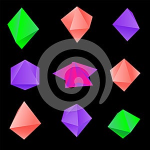 Vector glossy platonic solids set