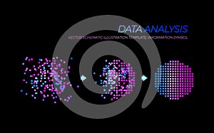 Vector Glowing Big Data Analysis Illustration, Technology Elements Isolated.