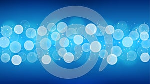 Vector Glowing Sparkles, Bokeh and Bubbles in Blue Gradient Background