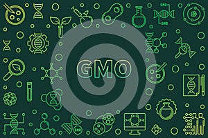 Vector GMO concept horizontal outline green frame