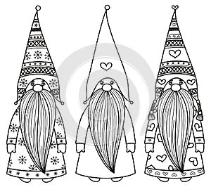 Vector gnomes cartoons, black silhouettes. photo