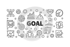 Vector Goal outline illustration. Business concept banner