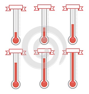 Vector goal thermometers at different levels.