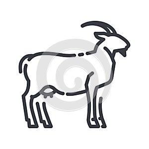 Vector goat line icon isolated on transparent background.