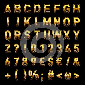 Vector Gold Alphabet 3D Realistic Letters And Numbers instant Download