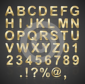 Vector Gold Alphabet Set.