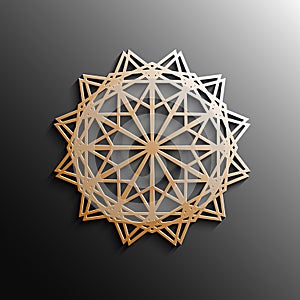 Vector gold Arabic ornament on a gray background. photo