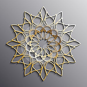 Vector gold Arabic ornament on a gray background. photo