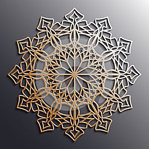 Vector gold Arabic ornament on a gray background. photo