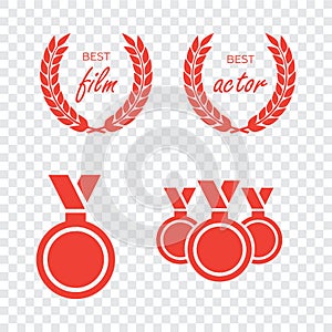 Vector gold award laurel wreath. Winner label, leaf symbol victory. Gold award vector