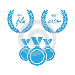 Vector gold award laurel wreath. Winner label, leaf symbol victory. Gold award vector