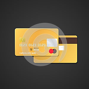 Vector gold bank card mockup