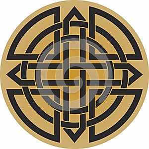 Vector gold and black Celtic knot. Ornament of ancient European peoples.