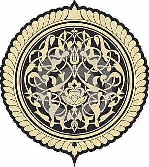 Vector gold and black round Arabic ornament