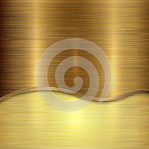 Vector gold brushed metallic plaque background