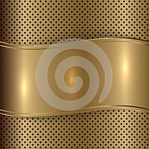 Vector gold brushed metallic plaque background