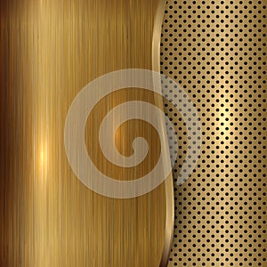 Vector gold brushed metallic plaque background