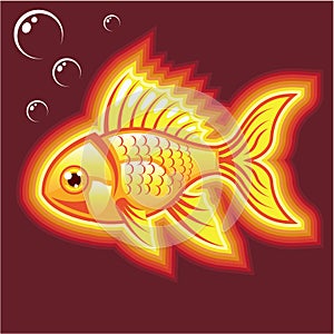 Vector gold fish glowing bright